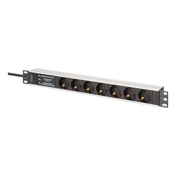 Digitus Stopcontactstrip 7-voudig 19" 1HE 2m Zwart (DN-95441)