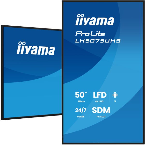 iiyama LH5075UHS-B2AG beeldkrant Digitale signage flatscreen 125,7 cm (49.5") LCD Wifi 500 cd/m² 4K Ultra HD Zwart Type processor Android 11 24/7 (LH5075UHS-B2AG) iiyama LH5075UHS-B2AG beeldkrant Digitale signage flatscreen 125,7 cm (49.5") LCD Wifi 500 cd/m² 4K Ultra HD Zwart Type processor Android 11 24/7 (LH5075UHS-B2AG)