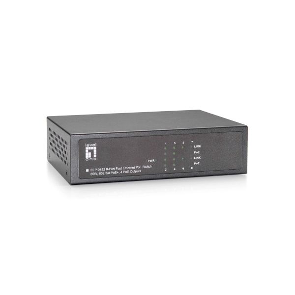 LevelOne FEP-0812 netwerk-switch Fast Ethernet (10/100) Power over Ethernet (PoE) Zwart (520821)