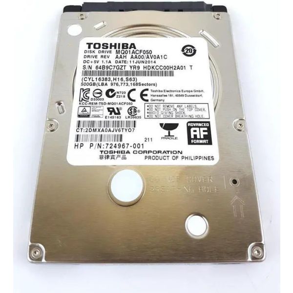 TOSHIBA 500GB 7.2K 6G 2.5INCH SATA HDD (MQ01ACF050)