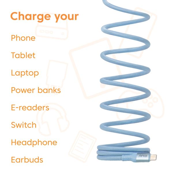 CLUB3D USB-C® Magnetic-Coil 240W PD3.1 Blue Cable 2m / 6.56ft Fast Charging (CAC-3030)