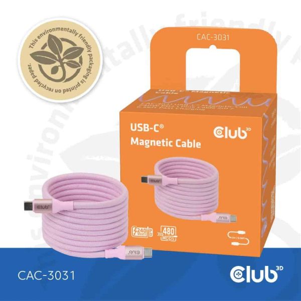CLUB3D CAC-3031 USB-kabel USB 2.0 2 m USB C Roze (CAC-3031)