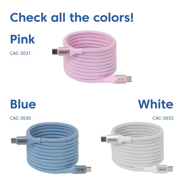 CLUB3D CAC-3031 USB-kabel USB 2.0 2 m USB C Roze (CAC-3031)