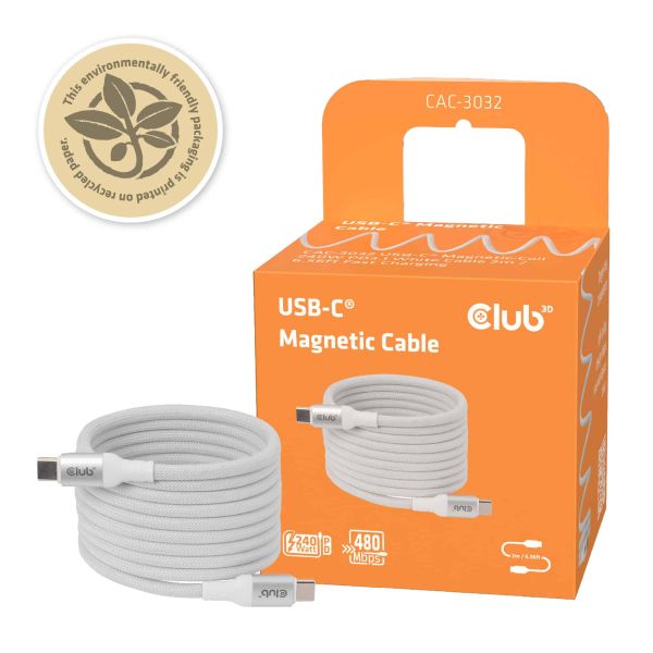 CLUB3D CLUB 3D USB-C Magnetic-Coil kabel Wit (CAC-3032)