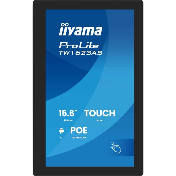 iiyama TW1623AS-B3P beeldkrant Interactief flatscreen 39,6 cm (15.6") LED Wifi 450 cd/m² Full HD Zwart Touchscreen Type processor Android 24/7 (TW1623AS-B3P)