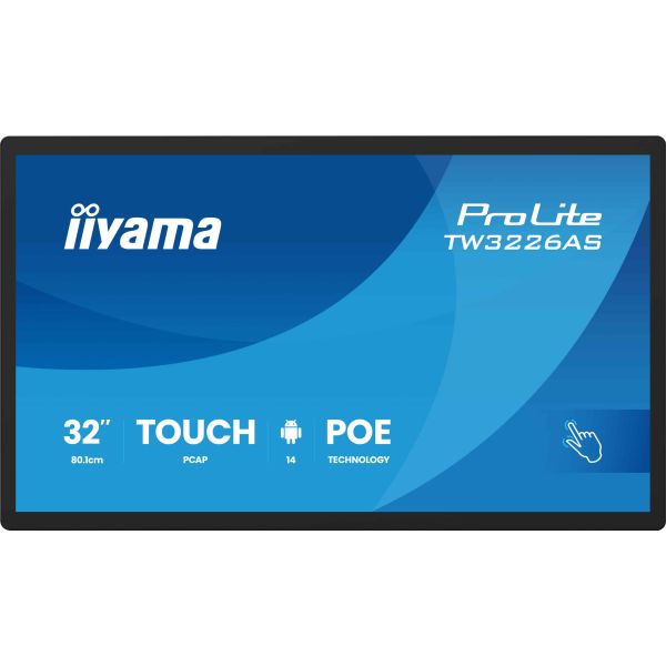 iiyama TW3226AS-B3P beeldkrant Interactief flatscreen 80 cm (31.5") LED Wifi 500 cd/m² Full HD Zwart Touchscreen Type processor Android 14 24/7 (TW3226AS-B3P)