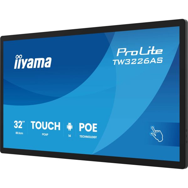 iiyama TW3226AS-B3P beeldkrant Interactief flatscreen 80 cm (31.5") LED Wifi 500 cd/m² Full HD Zwart Touchscreen Type processor Android 14 24/7 (TW3226AS-B3P)