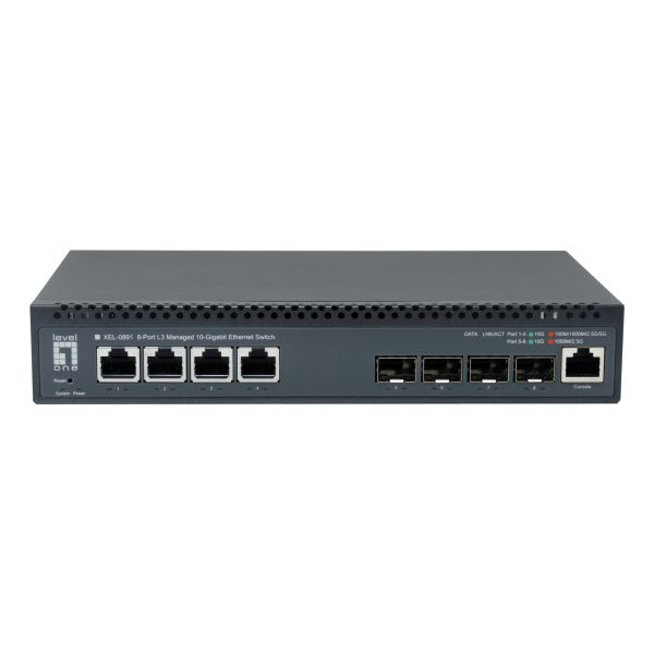 LevelOne XEL-0891 Managed L3 10G Ethernet (100/1000/10000) Desktop Grijs (XEL-0891) LevelOne XEL-0891 Managed L3 10G Ethernet (100/1000/10000) Desktop Grijs