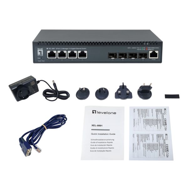 LevelOne XEL-0891 Managed L3 10G Ethernet (100/1000/10000) Desktop Grijs