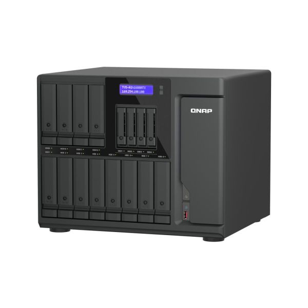 QNAP TVS-AIH1688ATX-U7-32G data-opslag-server NAS Tower 32 GB DDR5 0 TB QuTS hero Zwart (TVS-AIH1688ATX-U7-32G)