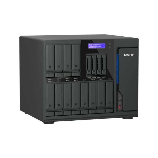 QNAP TVS-AIH1688ATX-U7-32G data-opslag-server NAS Tower 32 GB DDR5 0 TB QuTS hero Zwart (TVS-AIH1688ATX-U7-32G)