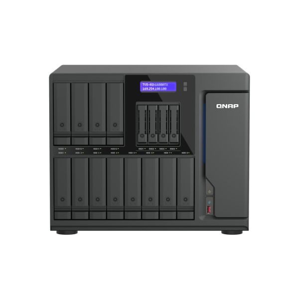 QNAP TVS-AIH1688ATX-U7-32G data-opslag-server NAS Tower 32 GB DDR5 0 TB QuTS hero Zwart (TVS-AIH1688ATX-U7-32G)