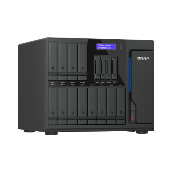 QNAP TVS-AIH1688ATX-U7-32G data-opslag-server NAS Tower 32 GB DDR5 0 TB QuTS hero Zwart (TVS-AIH1688ATX-U7-32G)