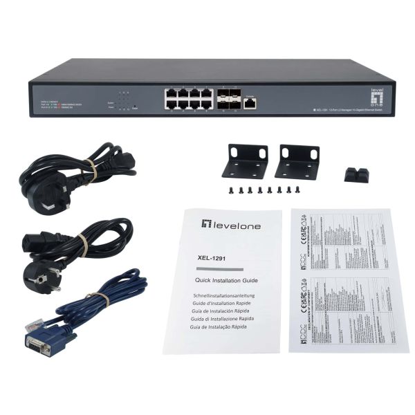 LevelOne XEL-1291 Managed L3 10G Ethernet (100/1000/10000) 1U Zwart (XEL-1291)