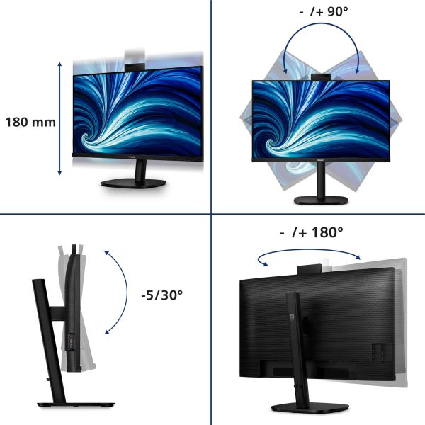 Philips 3000 series 32B2U3601H/00 computer monitor 80 cm (31.5") 2560 x 1440 Pixels Quad HD LCD Zwart (32B2U3601H/00)