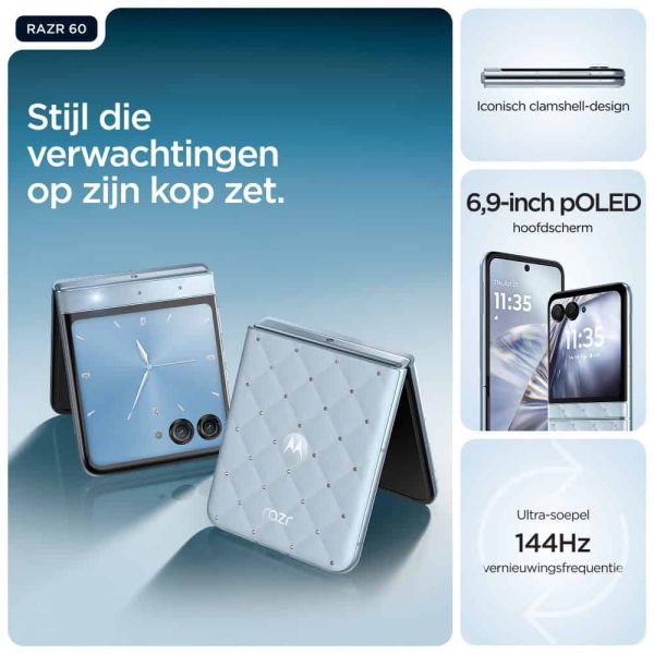 Motorola razr 60 + moto buds loop 17,5 cm (6.9") Dual SIM Android 15 5G USB Type-C 8 GB 256 GB 4500 mAh Blauw (PB860055SE) Motorola razr 60 + moto buds loop 17,5 cm (6.9") Dual SIM Android 15 5G USB Type-C 8 GB 256 GB 4500 mAh Blauw (PB860055SE)