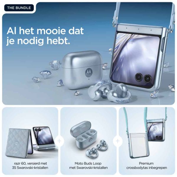 Motorola razr 60 + moto buds loop 17,5 cm (6.9") Dual SIM Android 15 5G USB Type-C 8 GB 256 GB 4500 mAh Blauw (PB860055SE) Motorola razr 60 + moto buds loop 17,5 cm (6.9") Dual SIM Android 15 5G USB Type-C 8 GB 256 GB 4500 mAh Blauw (PB860055SE)