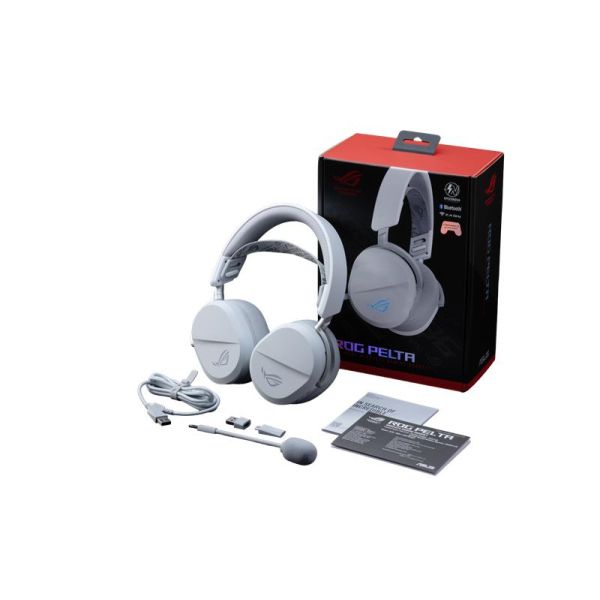 ASUS ROG Pelta Headset Bedraad en draadloos Hoofdband Gamen USB Type-C Bluetooth Wit (90YH0410-BHUA10)