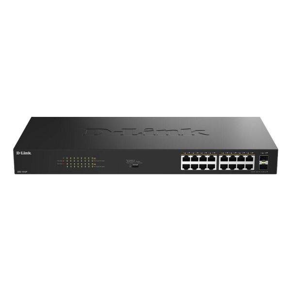 D-Link DGS-1018P Unmanaged Gigabit Ethernet (10/100/1000) Power over Ethernet (PoE) Zwart (DGS-1018P/E)