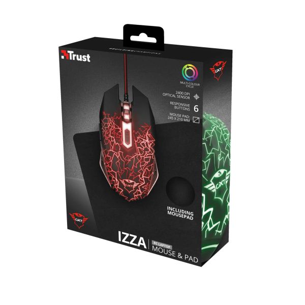 Trust GXT783 Izza - Gaming Bundel - Muis & Muismat - Zwart (22736)