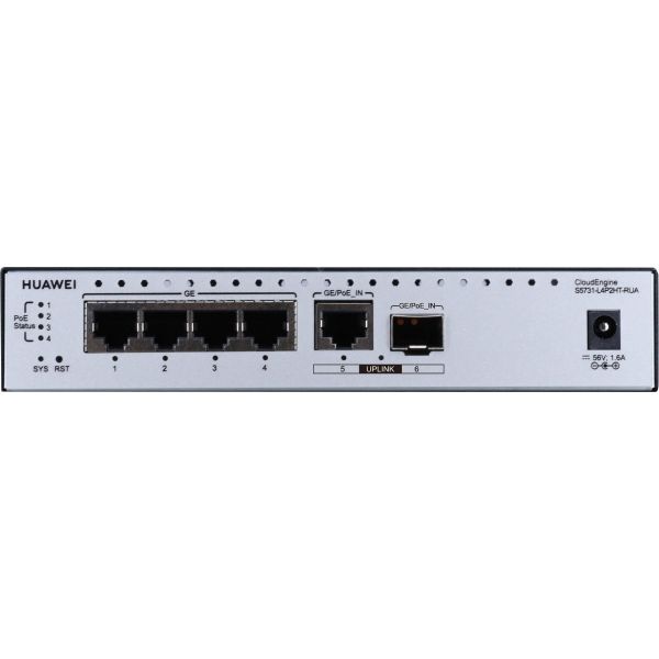 Huawei CloudEngine S5731-L4P2HT-RUA Managed L2 Gigabit Ethernet (10/100/1000) Power over Ethernet (PoE) Zwart, Zilver (S5731-L4P2HT-RUA)