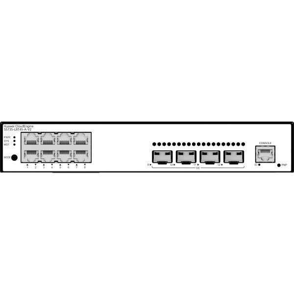 Huawei CloudEngine S5735-L8T4S-A-V2 Managed L3 Gigabit Ethernet (10/100/1000) 1U Zwart, Zilver (S5735-L8T4S-A-V2)