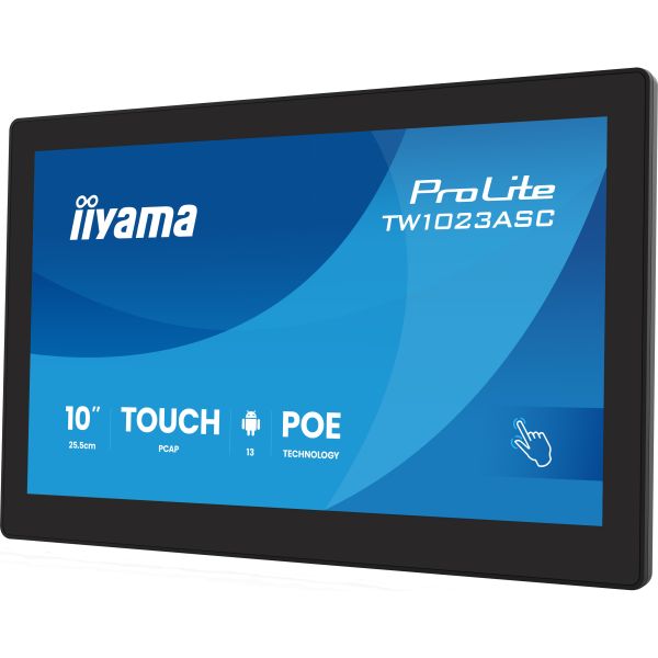 iiyama TW1023ASC-B3P beeldkrant Kiosk-ontwerp 25,6 cm (10.1") Wifi 385 cd/m² WXGA Zwart Touchscreen Type processor Android 24/7 (TW1023ASC-B3P)