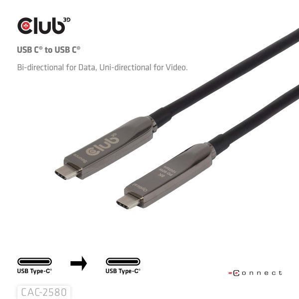 CLUB3D CAC-2580 Full-Feature USB-C® Cable 15m / 49.21ft 8K60Hz 10Gbps 60W (CAC-2580)