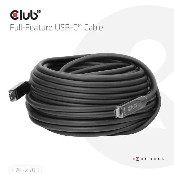CLUB3D CAC-2580 Full-Feature USB-C® Cable 15m / 49.21ft 8K60Hz 10Gbps 60W (CAC-2580)