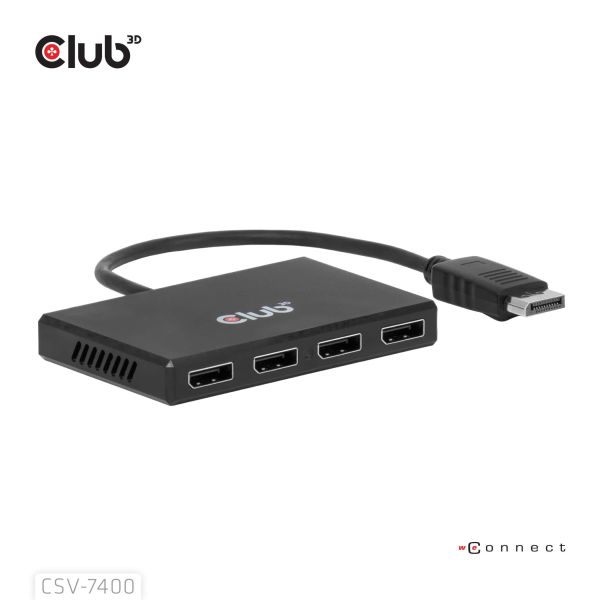 CLUB3D CSV-7400 DisplayPort™ Quad Monitor Hub MST 4x 4K30Hz (CSV-7400)