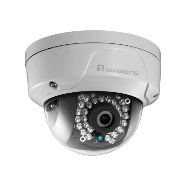 LevelOne Fixed Dome IP Network Camera - 5-Megapixel - 802.3af PoE - IR LEDs - Indoor/Outdoor - two-way audio - Vandalproof (FCS-3087)