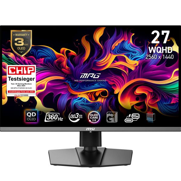 MSI MPG 271QRXDE QD-OLED computer monitor 67,3 cm (26.5") 2560 x 1440 Pixels Wide Quad HD Zwart (9S6-3CD79A-052)