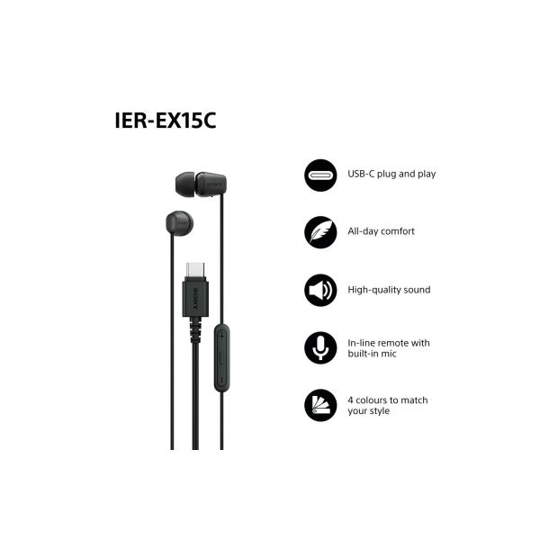 Sony IER-EX15C USB-C In-Ear Headphones black (IEREX15CB.CE7)