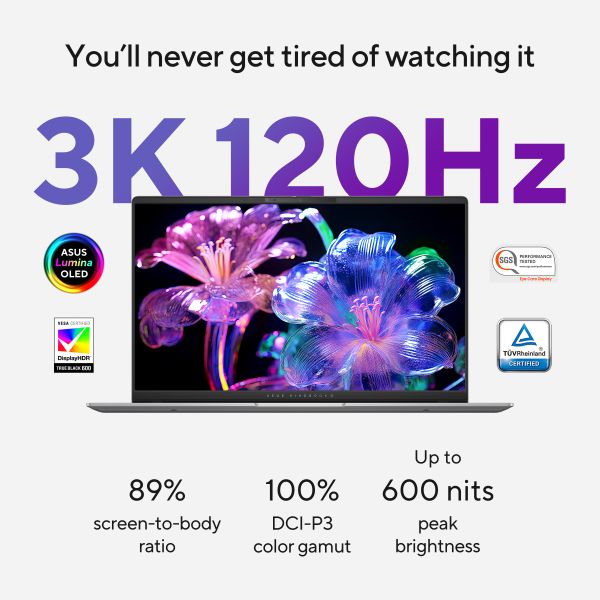 ASUS Vivobook S 15 S5507QA-MA006W Qualcomm Snapdragon X1E-78-100 Laptop 39,6 cm (15.6") 3K 16 GB LPDDR5x-SDRAM 1 TB SSD Wi-Fi 7 (802.11be) Windows 11 Home Nederlands Zilver (90NB14Q2-M002D0)