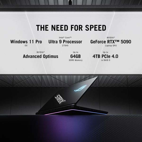 ASUS ROG Strix SCAR 16 G635LX-RW042W Copilot+ PC Intel Core Ultra 9 275HX Laptop 40,6 cm (16") WQXGA 64 GB DDR5-SDRAM 2 TB SSD NVIDIA GeForce RTX 5090 Wi-Fi 7 (802.11be) Windows 11 Home Nederlands Zwart (90NR0L81-M004P0)