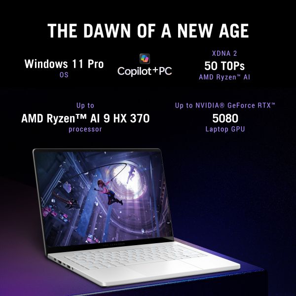 ASUS ROG Zephyrus G14 GA403WW-QS074W Copilot+ PC AMD Ryzen AI 9 370 Laptop 35,6 cm (14") 3K 32 GB LPDDR5x-SDRAM 2 TB SSD NVIDIA GeForce RTX 5080 Wi-Fi 7 (802.11be) Windows 11 Home Nederlands Wit (90NR0MA4-M005B0)