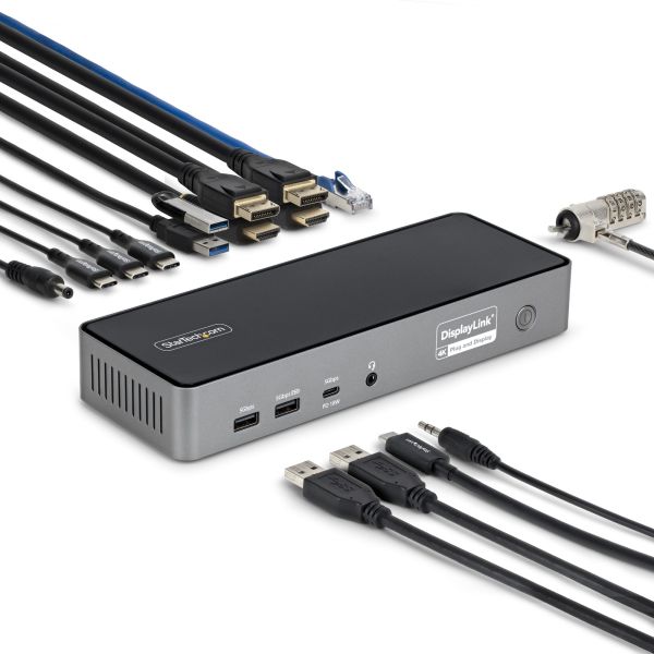 StarTech.com Triple-Monitor USB-C Docking Station, 140W Charging Dock voor MacBook Pro en Windows, 4K 60Hz HDMI of DisplayPort, TAA (DK30C2DPEPRUE)