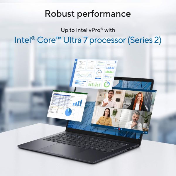 ASUS ExpertBook B3 B3405CCA-LY2769X Intel Core Ultra 7 255H Laptop 35,6 cm (14") WUXGA 32 GB DDR5-SDRAM 1 TB SSD Wi-Fi 6E (802.11ax) Windows 11 Pro US International Zwart, Grijs (90NX08L1-M03840)