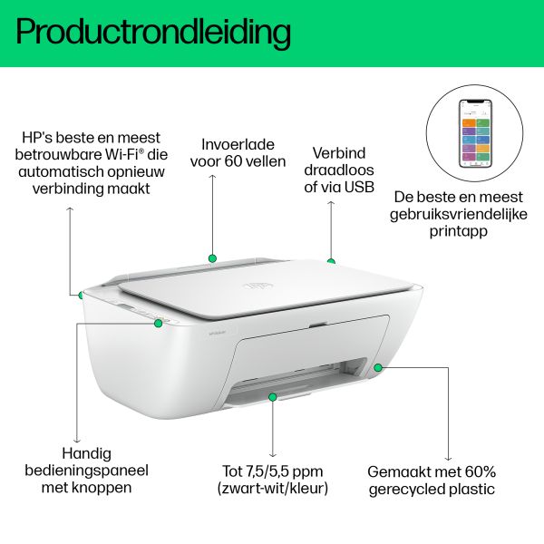 HP DeskJet 2810e Draadloos All-in-One Kleur Printer, Instant Ink; Kopieerapparaat, scanner (588Q0B) HP DeskJet 2810e Draadloos All-in-One Kleur Printer, Instant Ink; Kopieerapparaat, scanner (588Q0B)