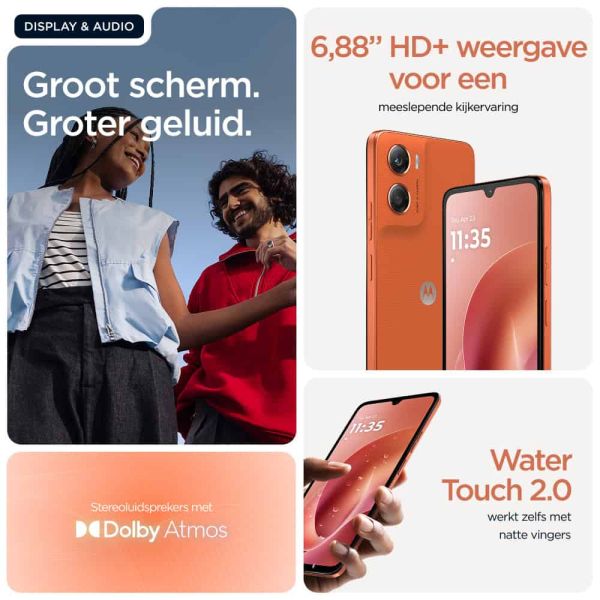 Motorola moto g06 17,5 cm (6.88") Dual SIM Android 15 4G USB Type-C 4 GB 256 GB 5200 mAh Oranje (PBA20012SE) Motorola moto g06 17,5 cm (6.88") Dual SIM Android 15 4G USB Type-C 4 GB 256 GB 5200 mAh Oranje (PBA20012SE)
