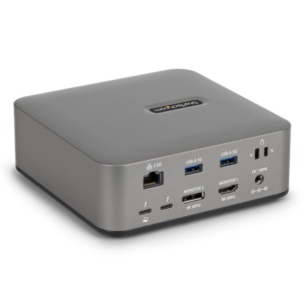 StarTech.com Thunderbolt 5 Universeel Docking Station, Multi-Display Hub, 8K 60Hz of 4K 144Hz, 120Gbps Bandwidth Boost, 140W PD, 30W Phone Charging, USB 10Gbps, 2.5G LAN (215UE-TB5USB4DOCK)
