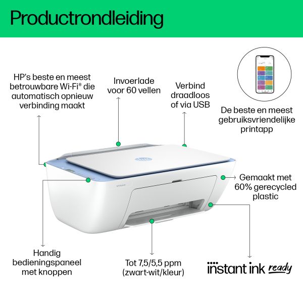 HP DeskJet 2822e Draadloos All-in-One Kleur Printer, Kopieerapparaat, scanner (588R4B#686)