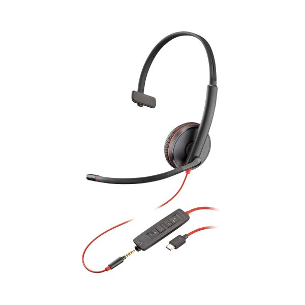 HP Poly Poly Blackwire C3215 Monaural Headset + draagetui (80S05AA)