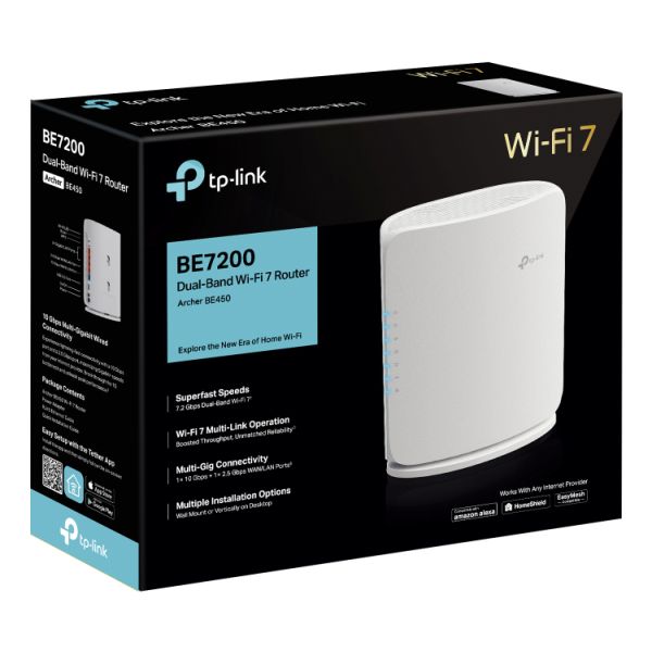 TP-Link Archer BE450 draadloze router Multi-Gigabit Ethernet Dual-band (2.4 GHz / 5 GHz) Wit (ARCHER BE450(EU))