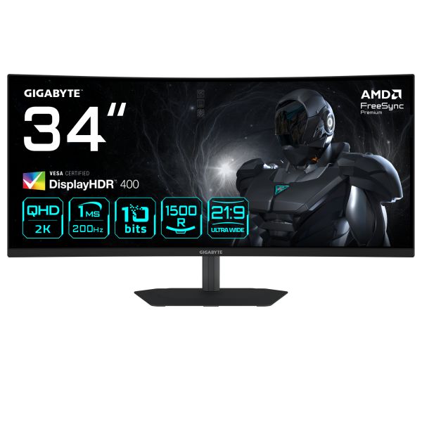 GIGABYTE G34WQC2 computer monitor 86,4 cm (34") 3440 x 1440 Pixels UltraWide Quad HD LED Zwart (G34WQC2-EK)