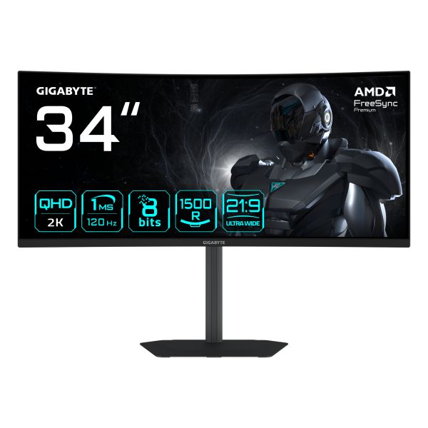 GIGABYTE GS34WQCA EK computer monitor 86,4 cm (34") 3440 x 1440 Pixels Wide Quad HD LCD Zwart (GS34WQCA EK)
