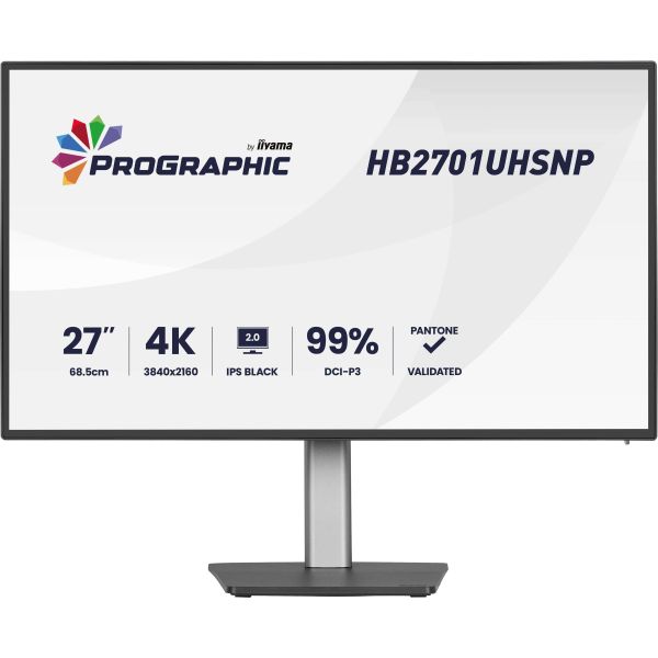 iiyama PROGRAPHIC HB2701UHSNP-B1 computer monitor 68,6 cm (27") 3840 x 2160 Pixels 4K Ultra HD LCD Zwart (HB2701UHSNP-B1)