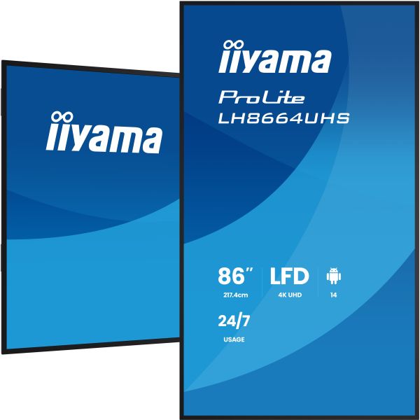 iiyama LH8664UHS-B3AG beeldkrant Digitale signage flatscreen 2,17 m (85.6") Wifi 450 cd/m² 4K Ultra HD Zwart Type processor Android 24/7 (LH8664UHS-B3AG) iiyama LH8664UHS-B3AG beeldkrant Digitale signage flatscreen 2,17 m (85.6") Wifi 450 cd/m² 4K Ultra HD Zwart Type processor Android 24/7 (LH8664UHS-B3AG)