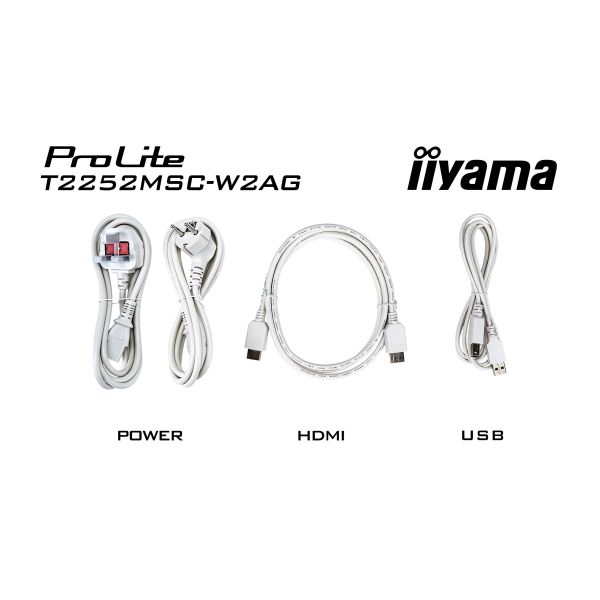 iiyama ProLite T2252MSC-W2AG computer monitor 54,5 cm (21.4") 1920 x 1080 Pixels Full HD LCD Touchscreen Wit (T2252MSC-W2AG)