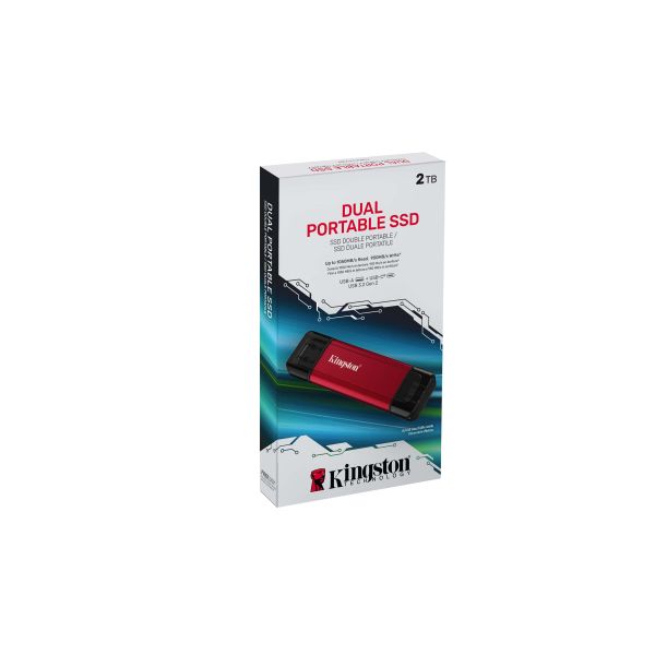 Kingston Technology 2TB Draagbare SSD met Dual USB-A/C, tot 1050MB/s USB 3.2 Gen 2 (SPSD/2TB)